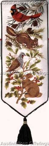 Rare Winter Woodland Creatures Crewel Embroidery Kit BellPull
