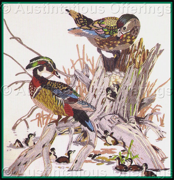 Rare Hallmark Waterfowl Crewel Embroidery Kit Wood Duck Family