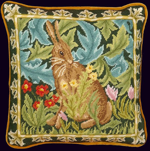Classic Morris Woodland Hare Needlepoint Kit Rabbit Mille Fleurs