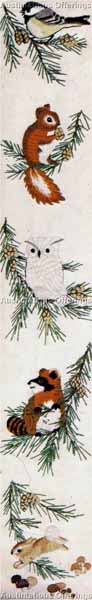 Rare Wilson Woodland Critter Crewel Embroidery BellPull Kit Pine