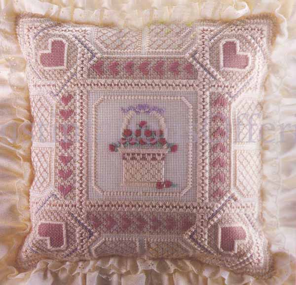 Sweet Summer Roses  Hearts Counted Needlepoint Kit Lacy Openwork
