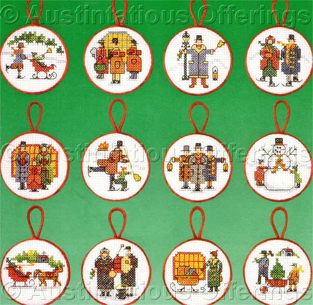 Rare Wysocki FolkArt Village Yuletide Ornaments CrossStitch Kit